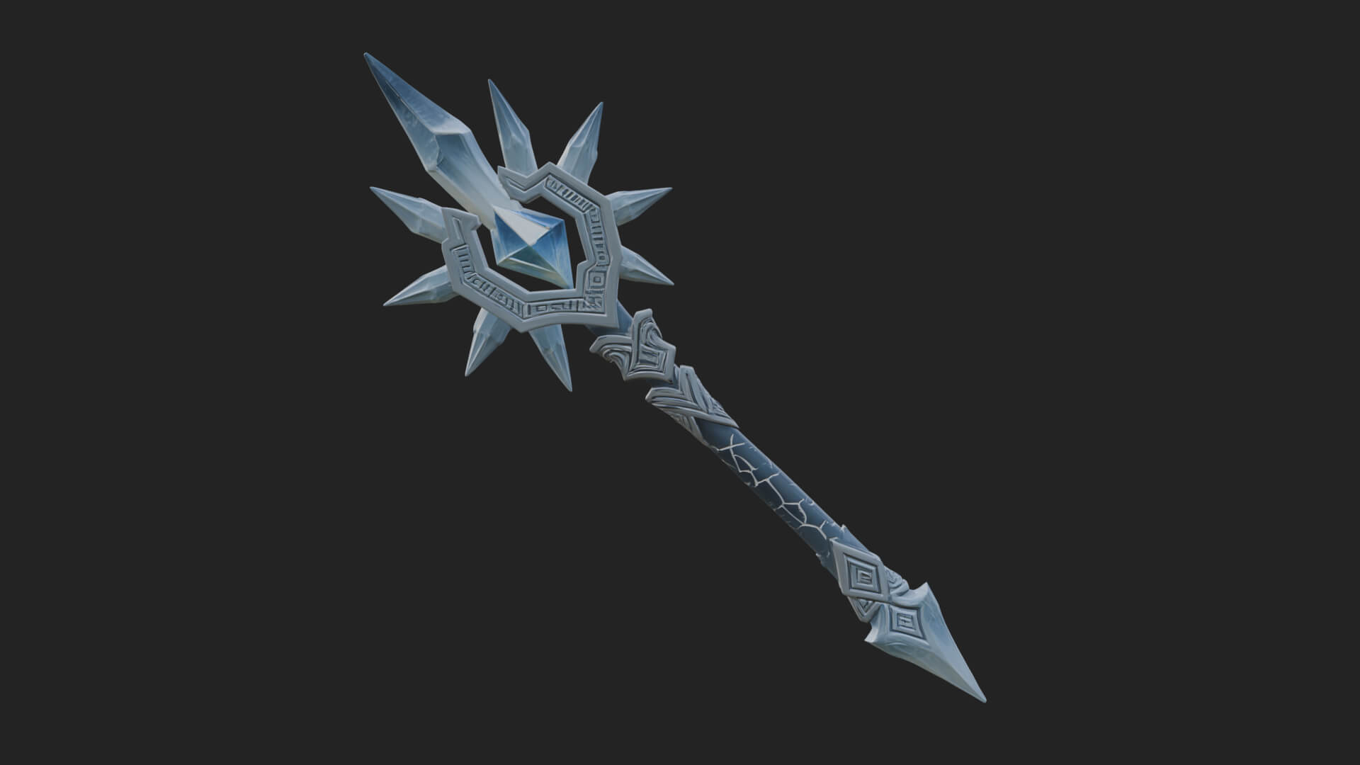 Ice Crystal Mace Model Design 3 3D Print Model 3D Model