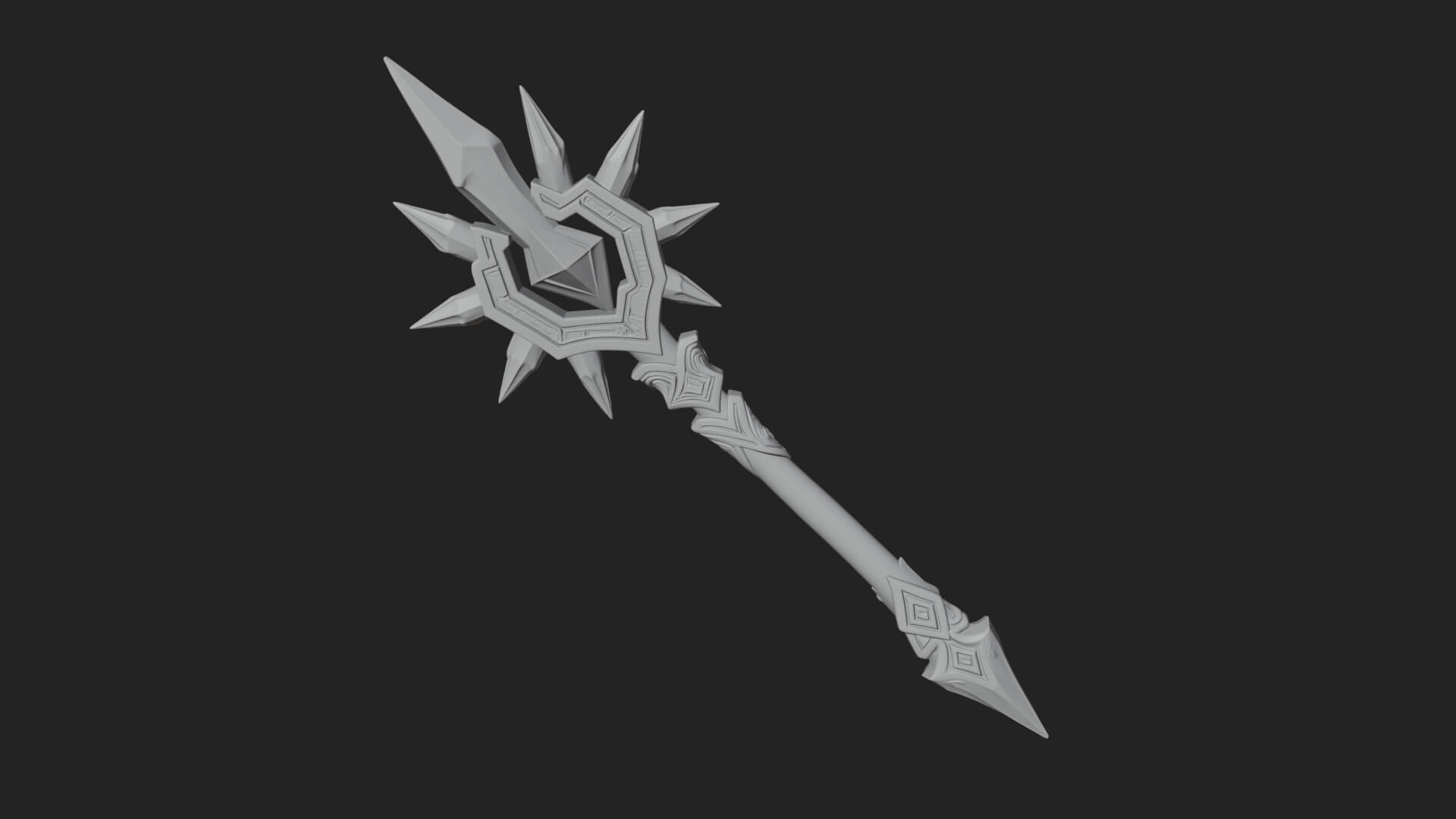 Ice Crystal Mace Model Design 3 3D Print Model 3D Model