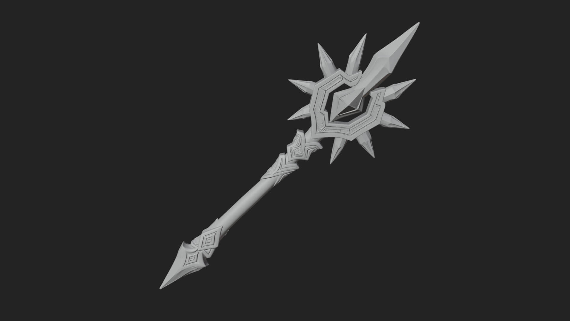 Ice Crystal Mace Model Design 3 3D Print Model 3D Model