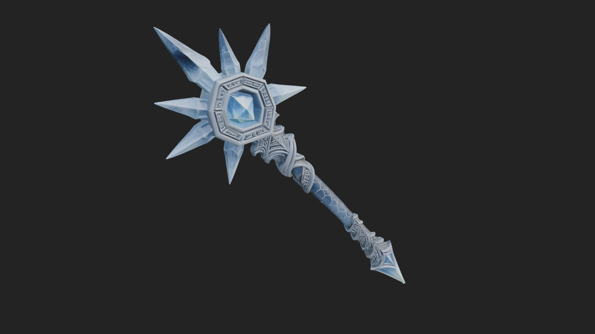 Ice Crystal Mace Model Design 4 3D Print Model 3D Model