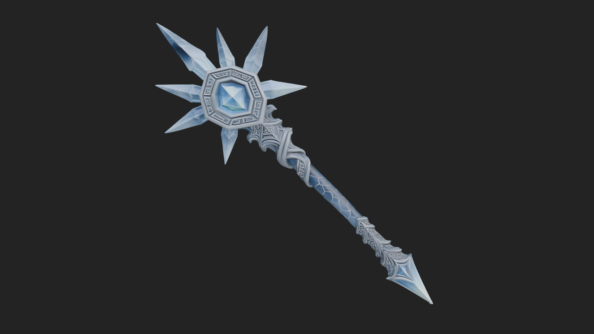 Ice Crystal Mace Model Design 4 3D Print Model 3D Model