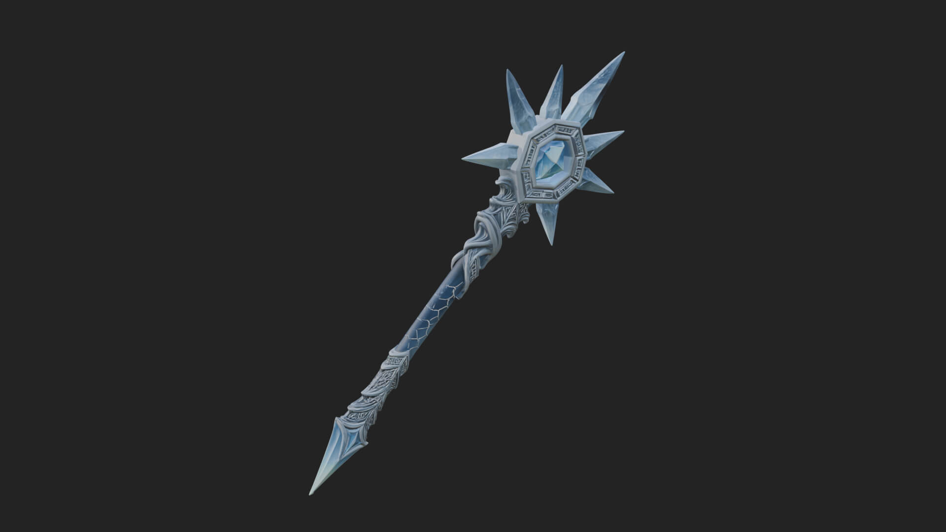 Ice Crystal Mace Model Design 4 3D Print Model 3D Model