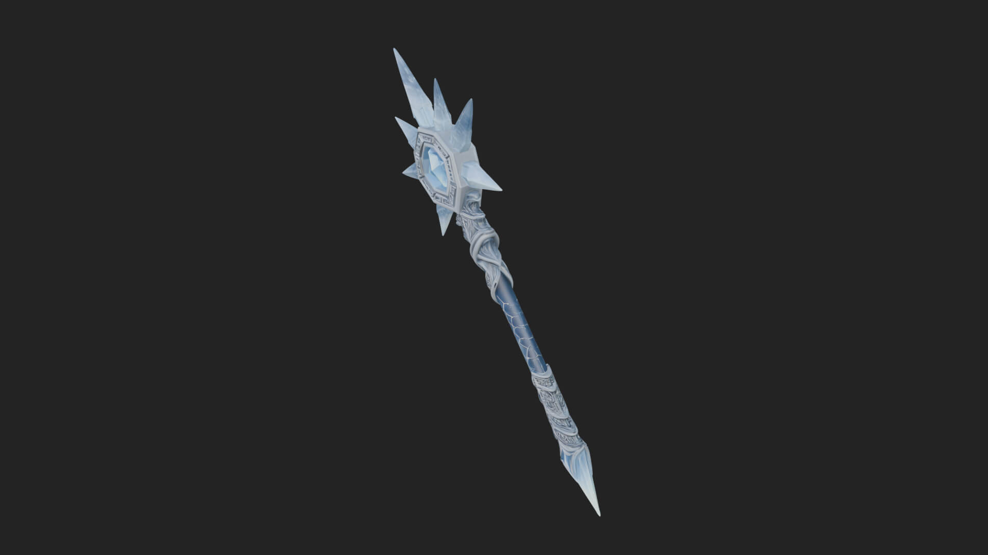 Ice Crystal Mace Model Design 4 3D Print Model 3D Model