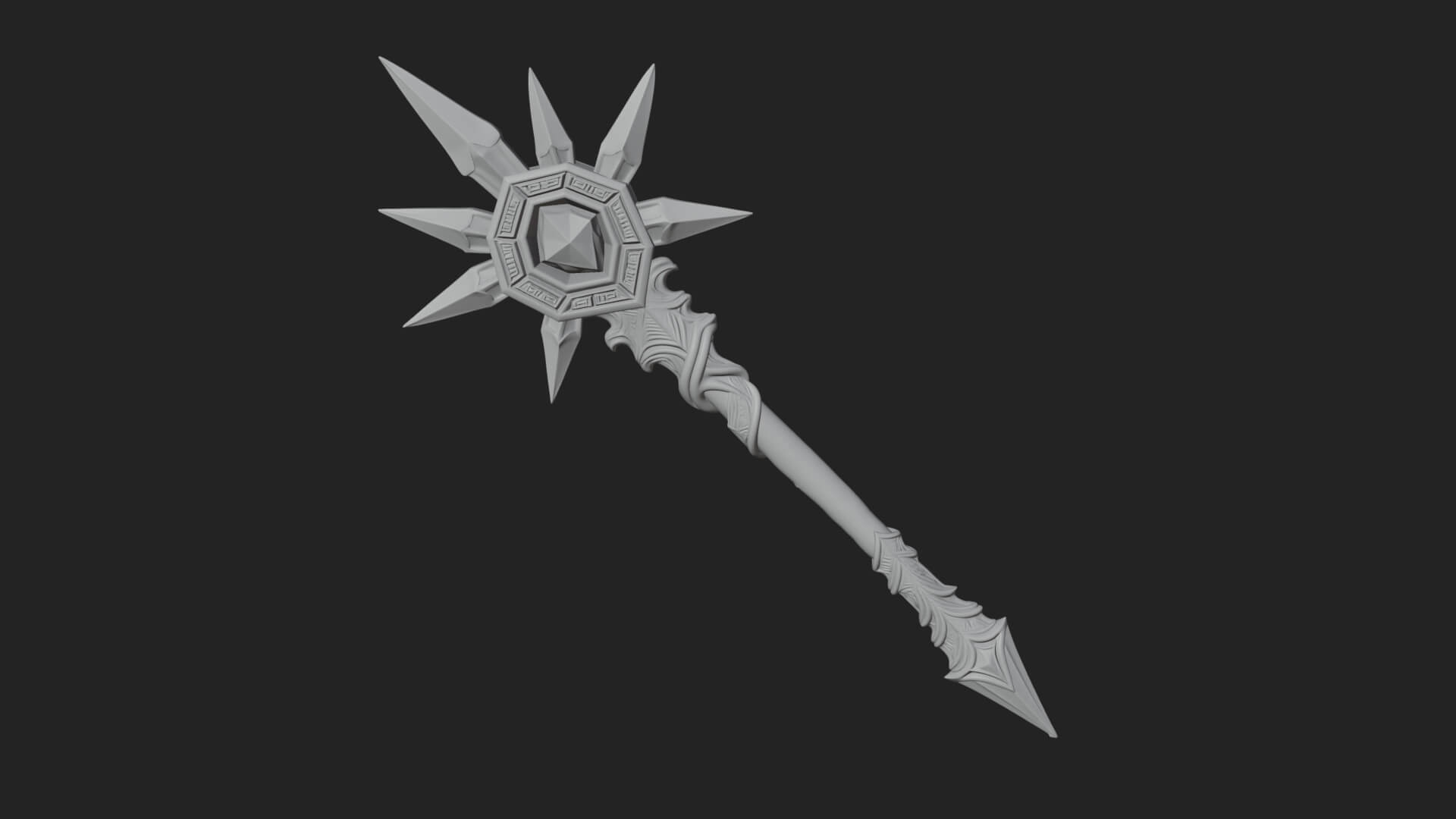 Ice Crystal Mace Model Design 4 3D Print Model 3D Model
