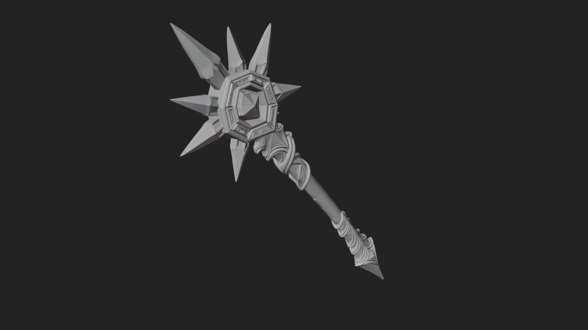 Ice Crystal Mace Model Design 4 3D Print Model 3D Model
