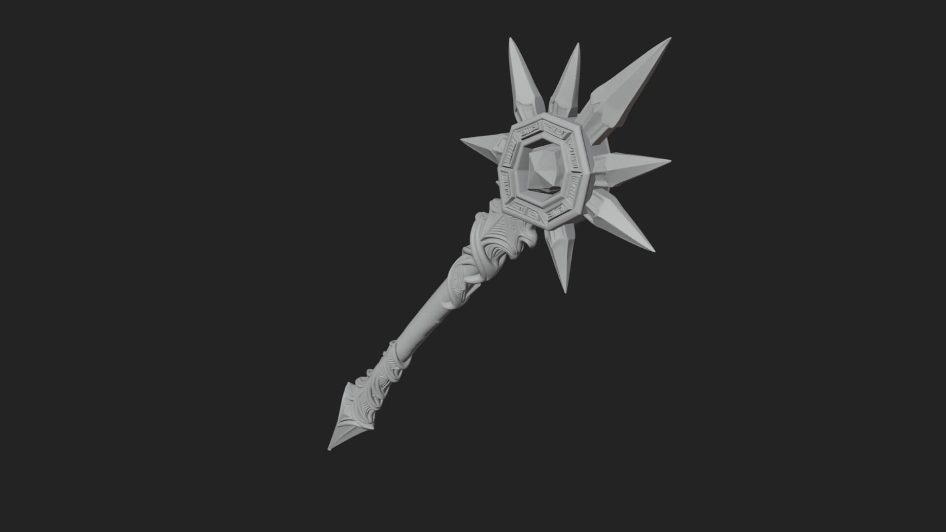 Ice Crystal Mace Model Design 4 3D Print Model 3D Model