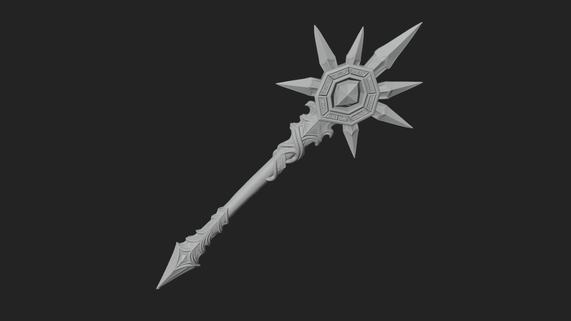 Ice Crystal Mace Model Design 4 3D Print Model 3D Model