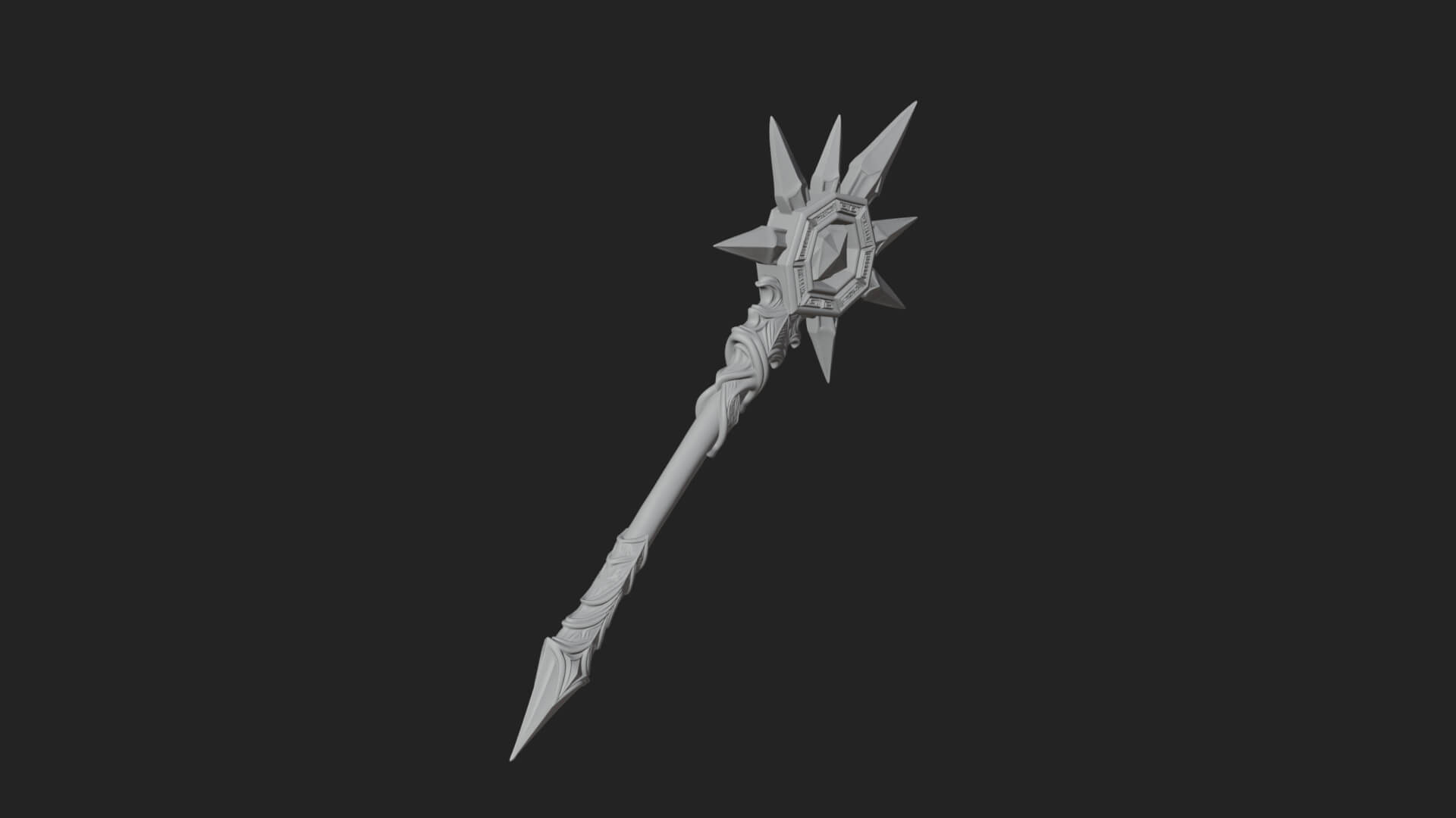 Ice Crystal Mace Model Design 4 3D Print Model 3D Model
