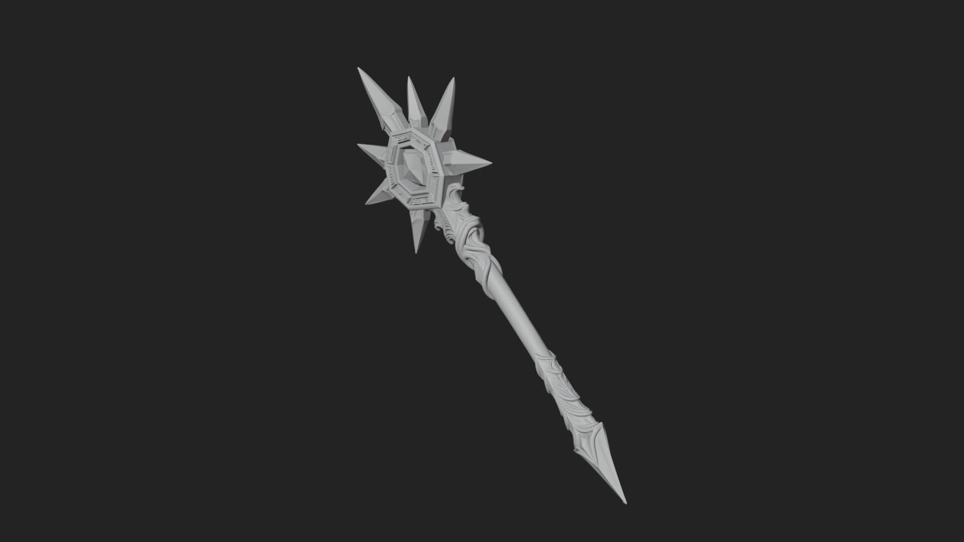 Ice Crystal Mace Model Design 4 3D Print Model 3D Model