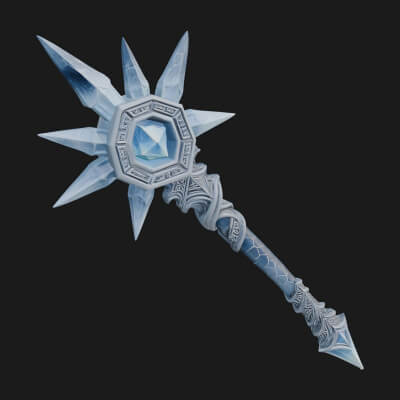 Ice Crystal Mace Model Design 4 3D Print Model