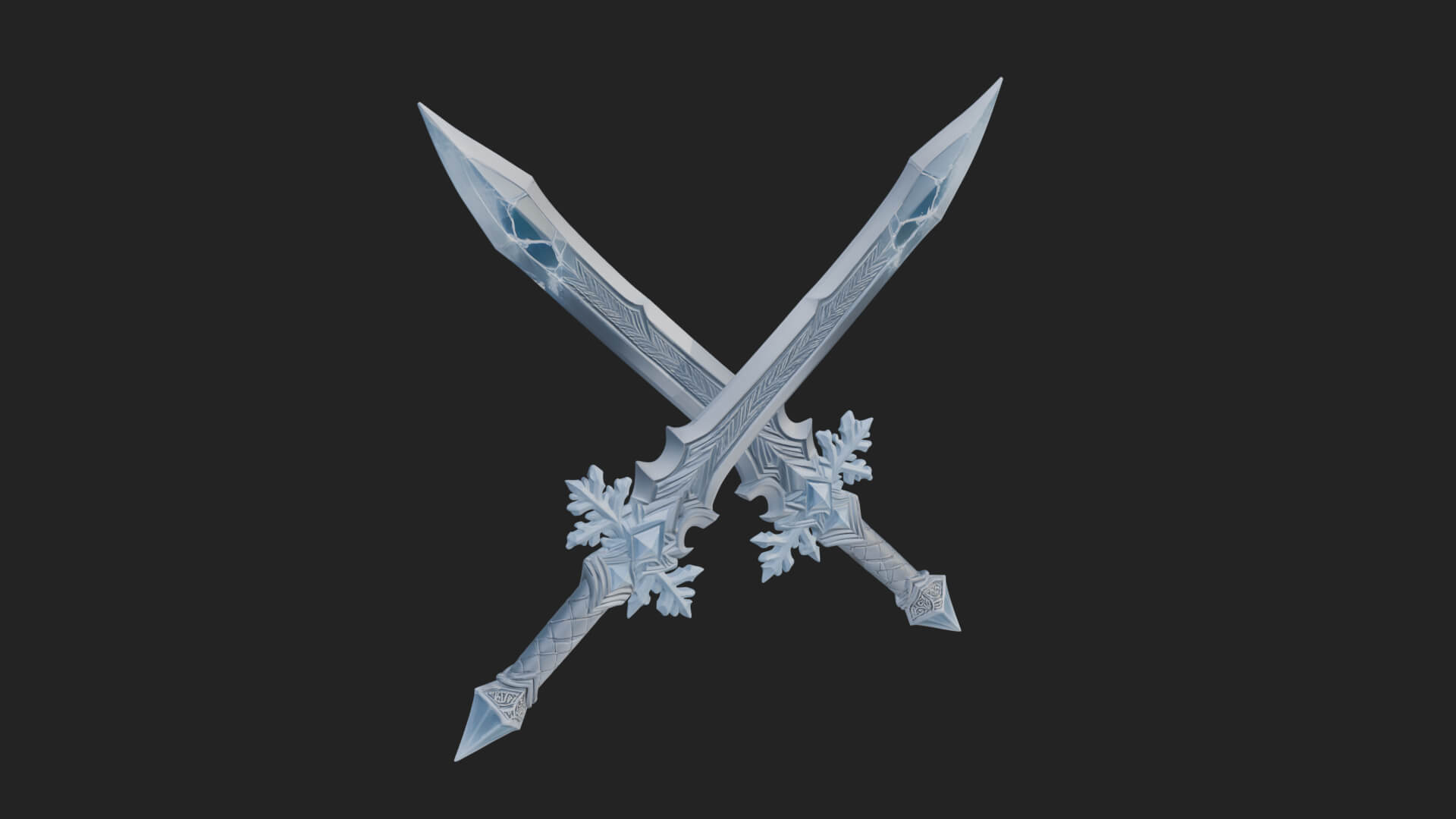 Ice Crystal Sword Pair Model Design 1 3D Print Model 3D Model