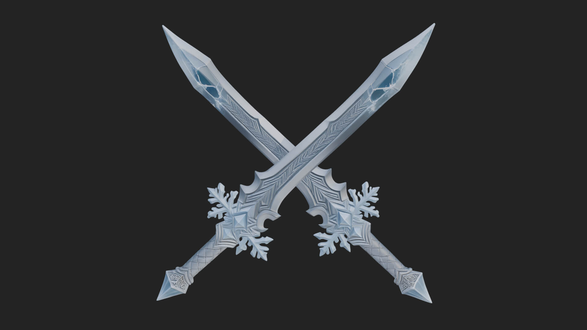 Ice Crystal Sword Pair Model Design 1 3D Print Model 3D Model