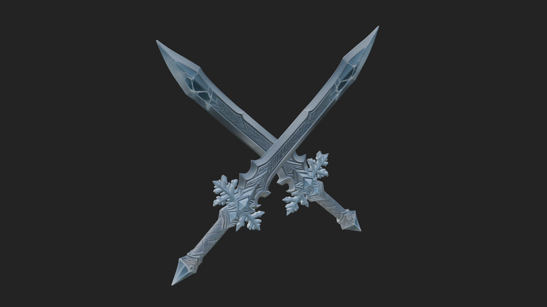 Ice Crystal Sword Pair Model Design 1 3D Print Model 3D Model