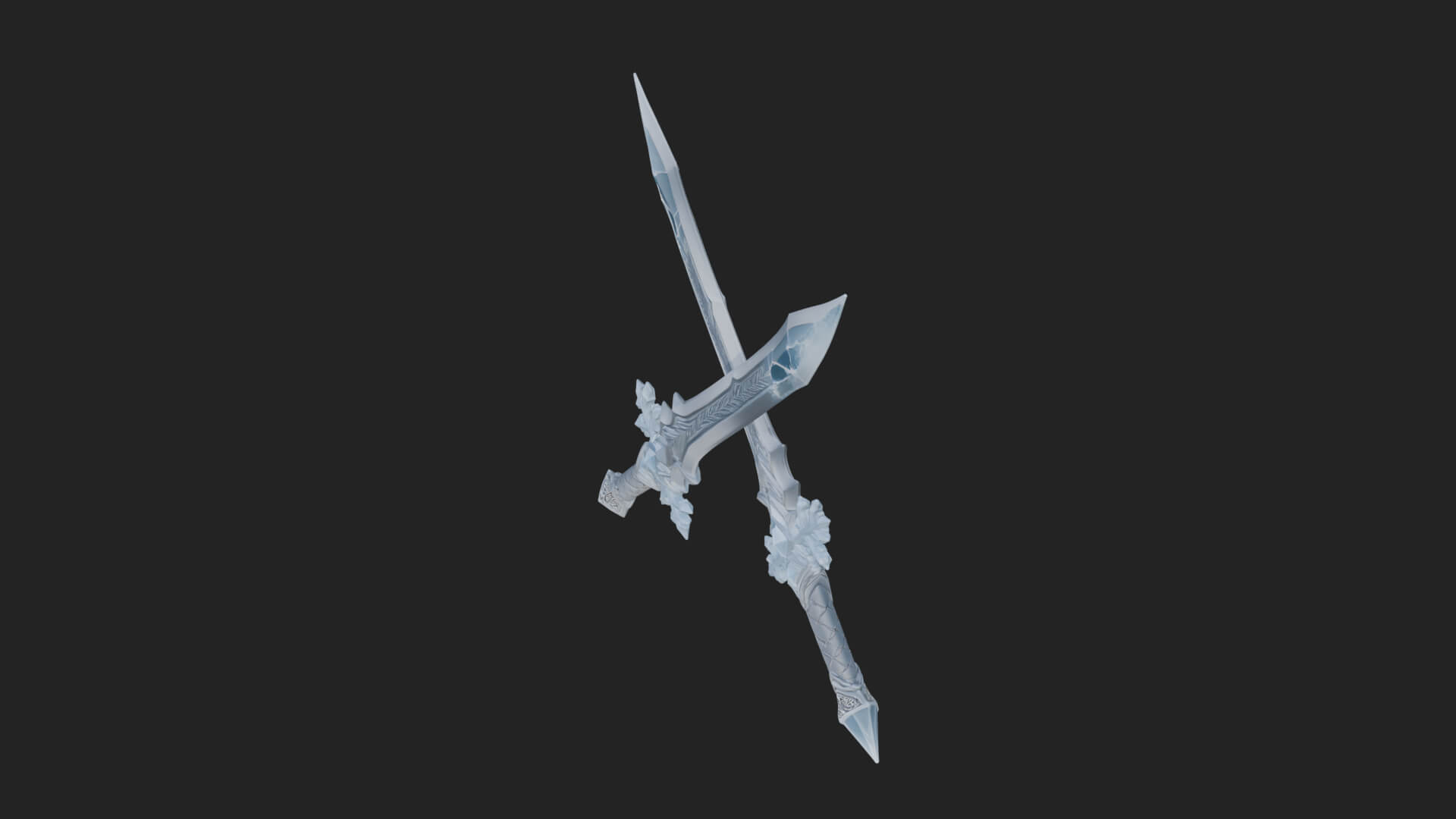Ice Crystal Sword Pair Model Design 1 3D Print Model 3D Model