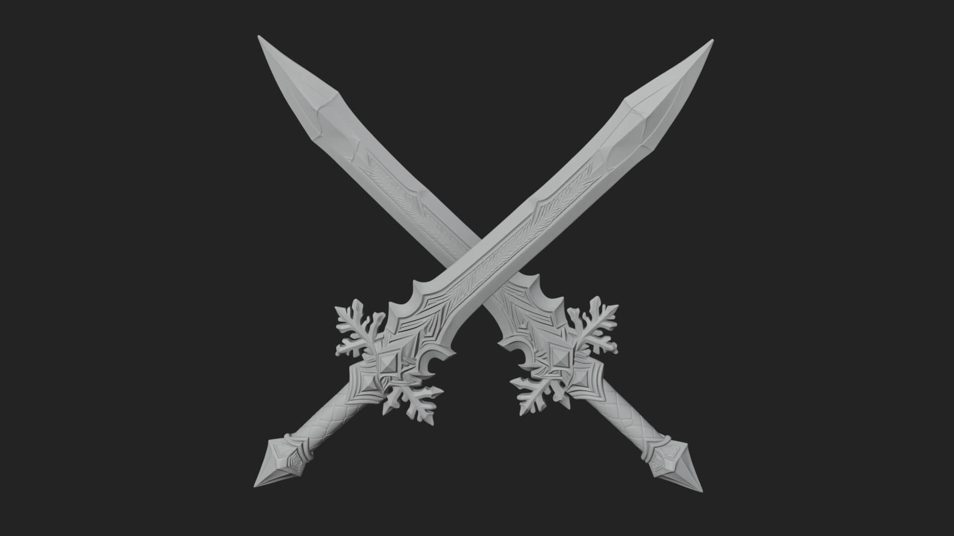 Ice Crystal Sword Pair Model Design 1 3D Print Model 3D Model
