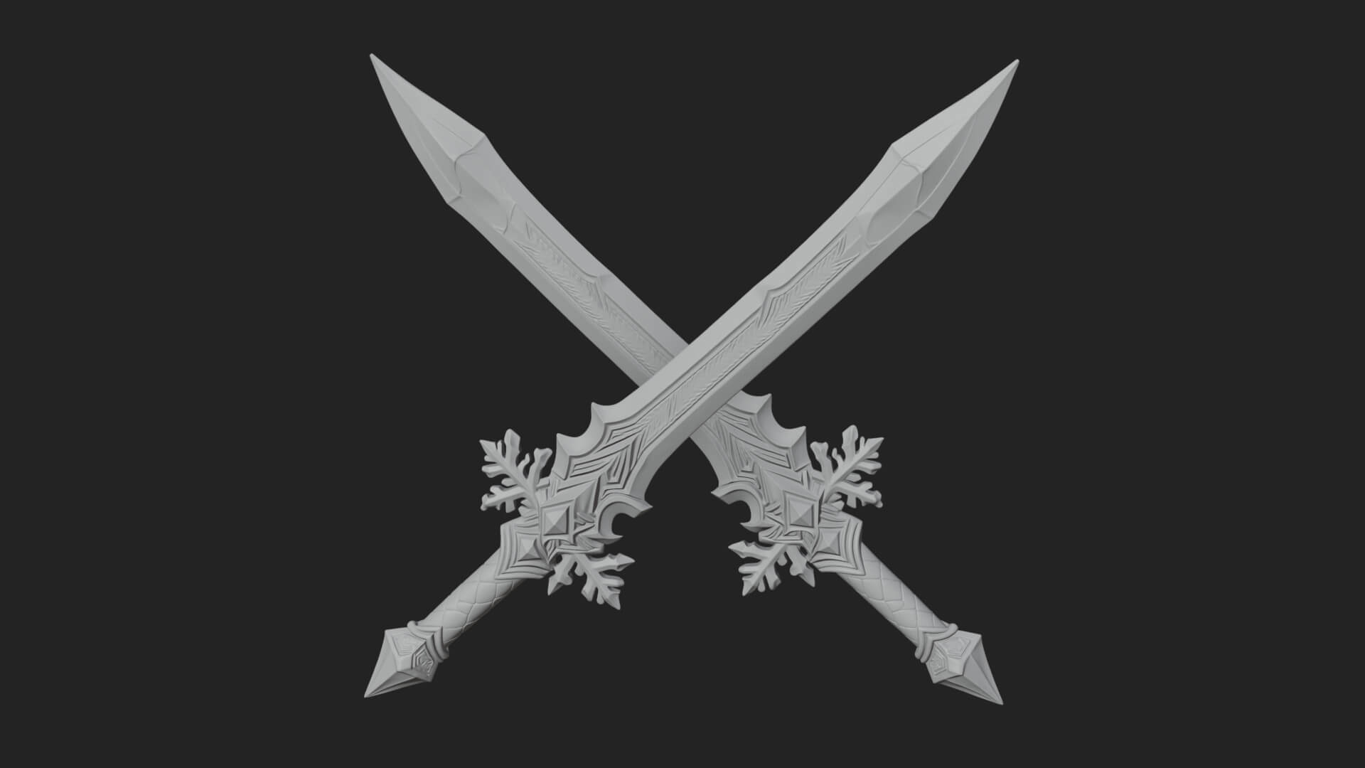 Ice Crystal Sword Pair Model Design 1 3D Print Model 3D Model