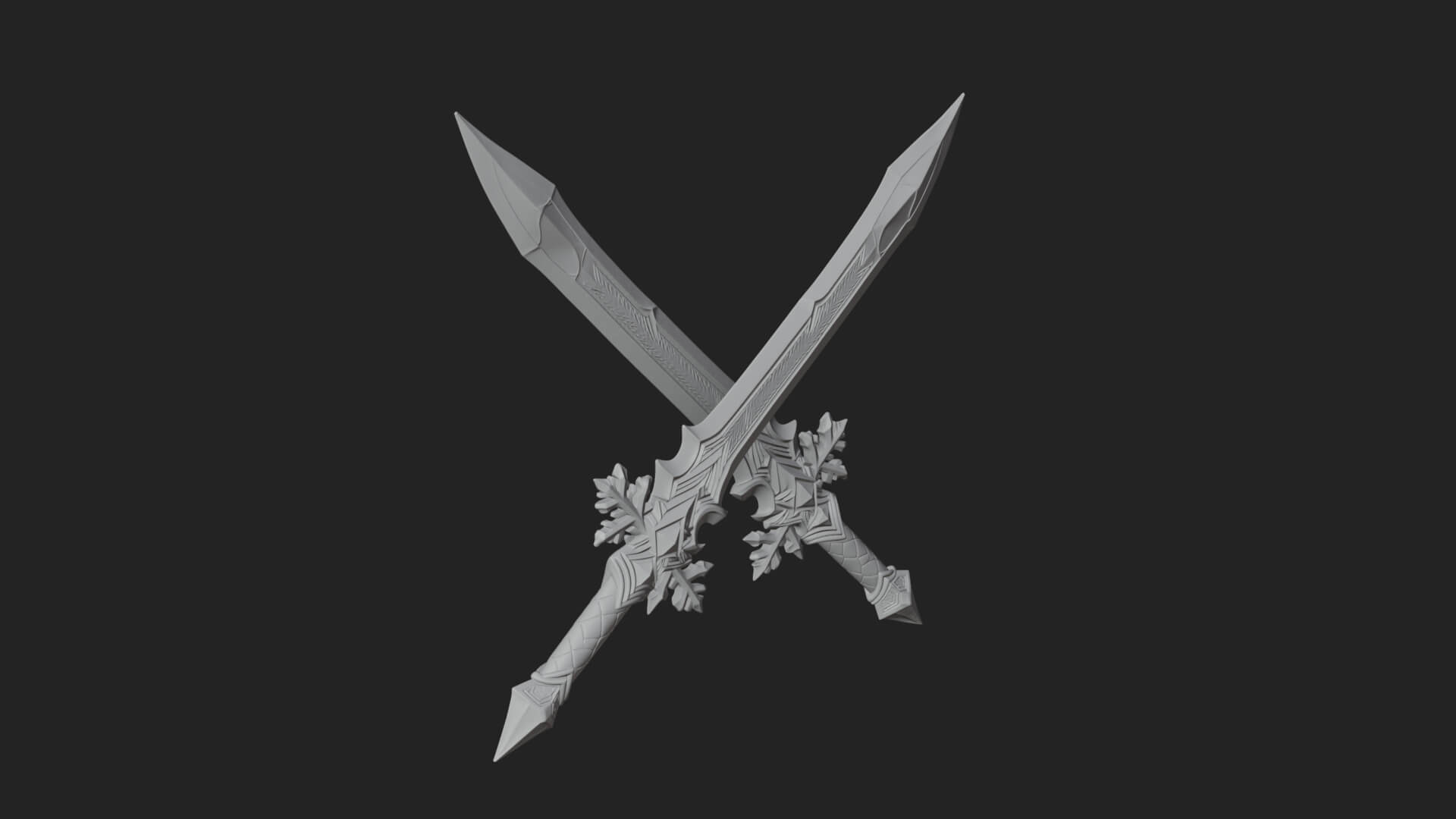 Ice Crystal Sword Pair Model Design 1 3D Print Model 3D Model