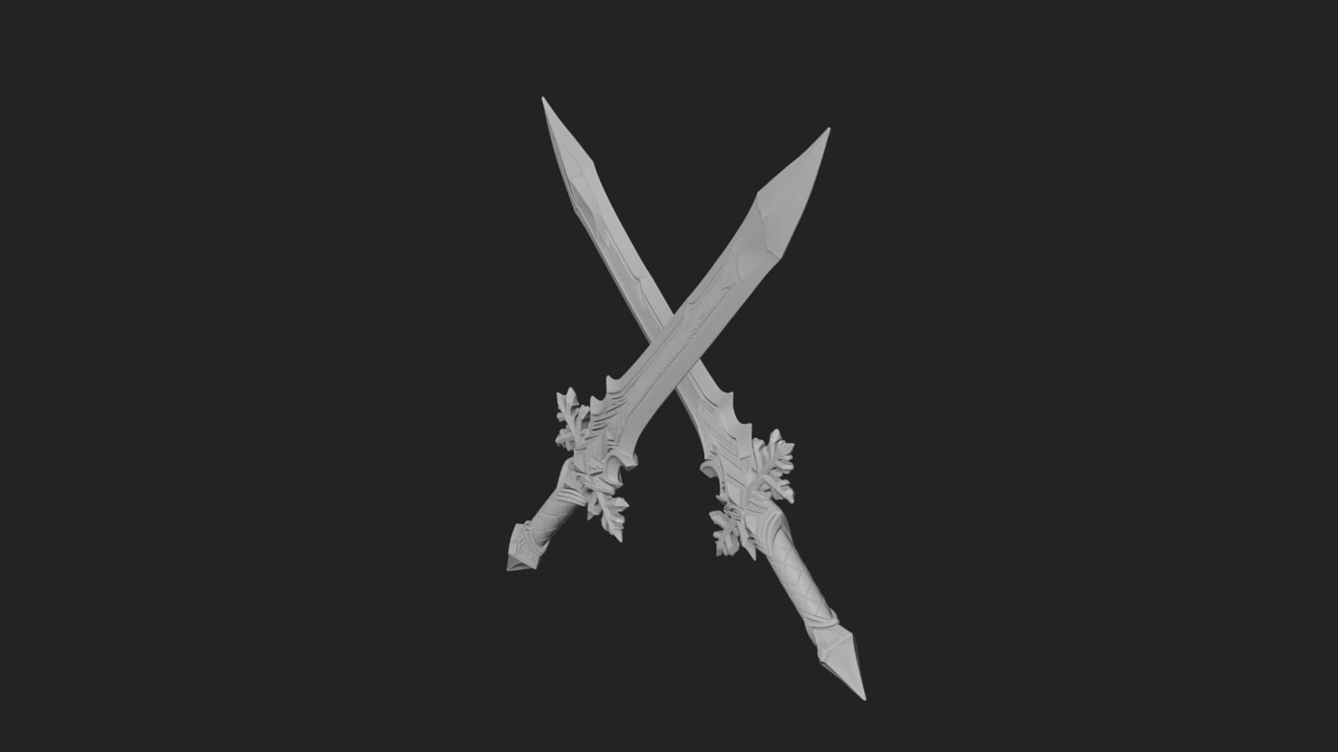 Ice Crystal Sword Pair Model Design 1 3D Print Model 3D Model