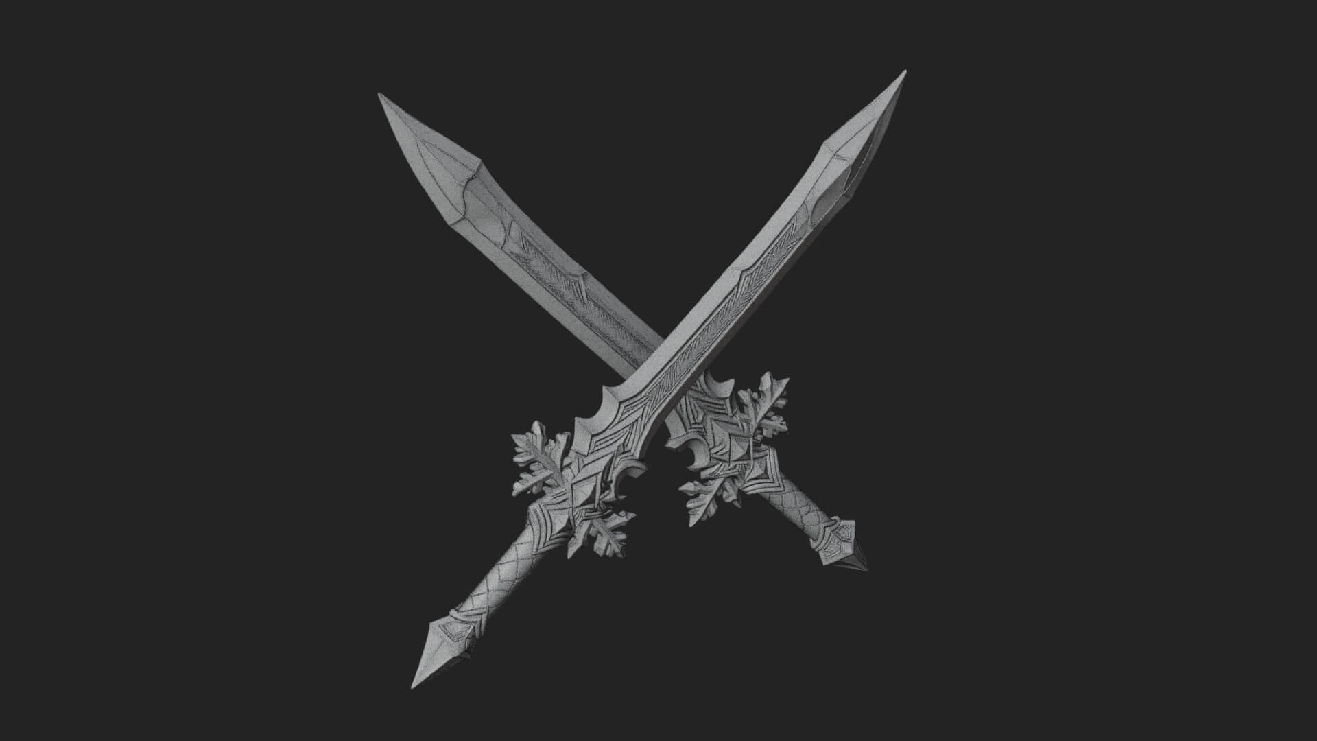 Ice Crystal Sword Pair Model Design 1 3D Print Model 3D Model