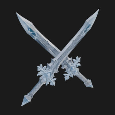 Ice Crystal Sword Pair Model Design 1 3D Print Model