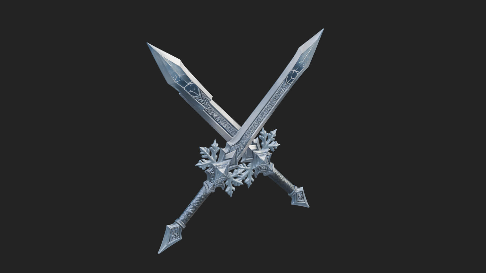 Ice Crystal Sword Pair Model Design 2 3D Print Model 3D Model