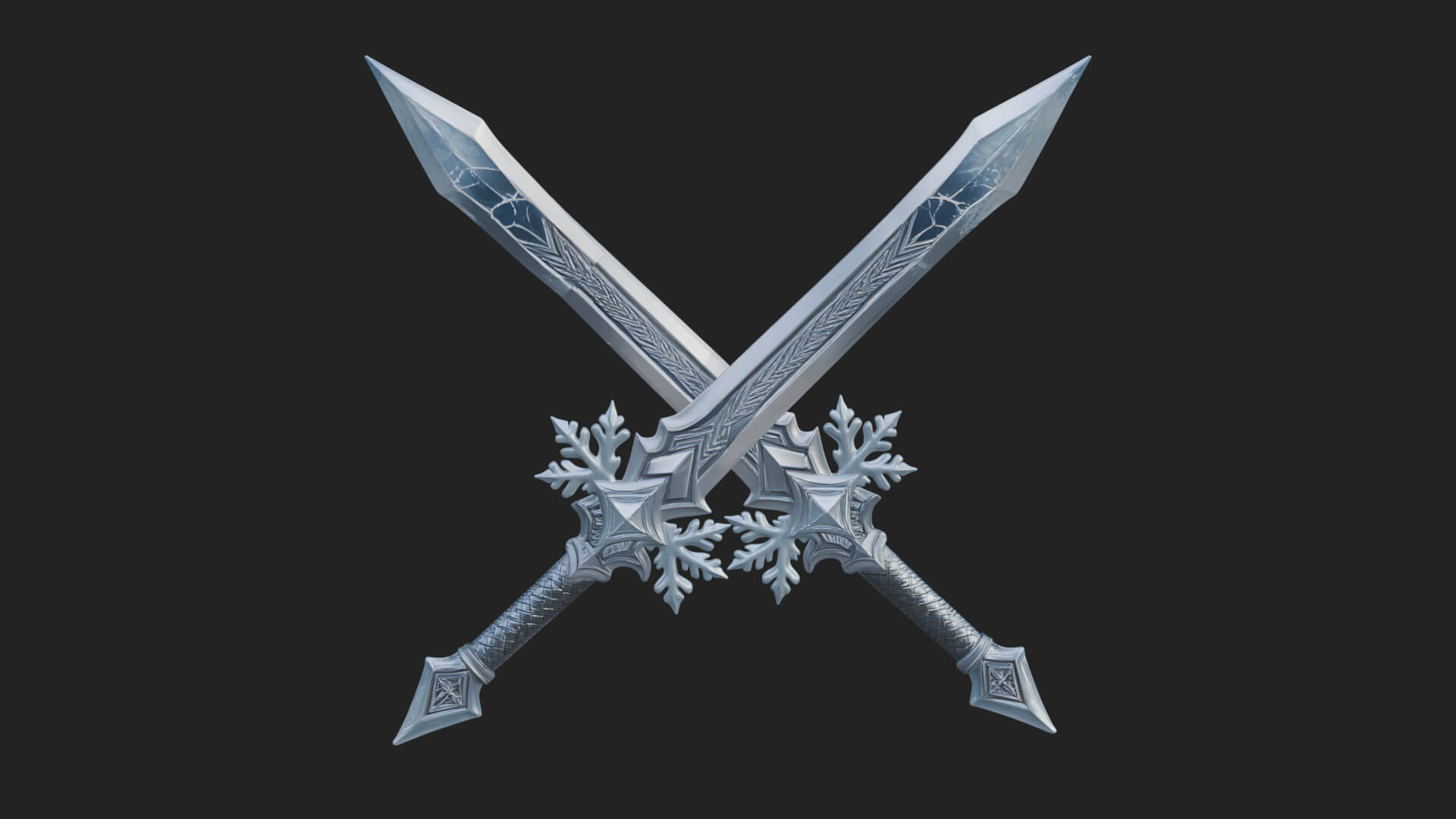 Ice Crystal Sword Pair Model Design 2 3D Print Model 3D Model