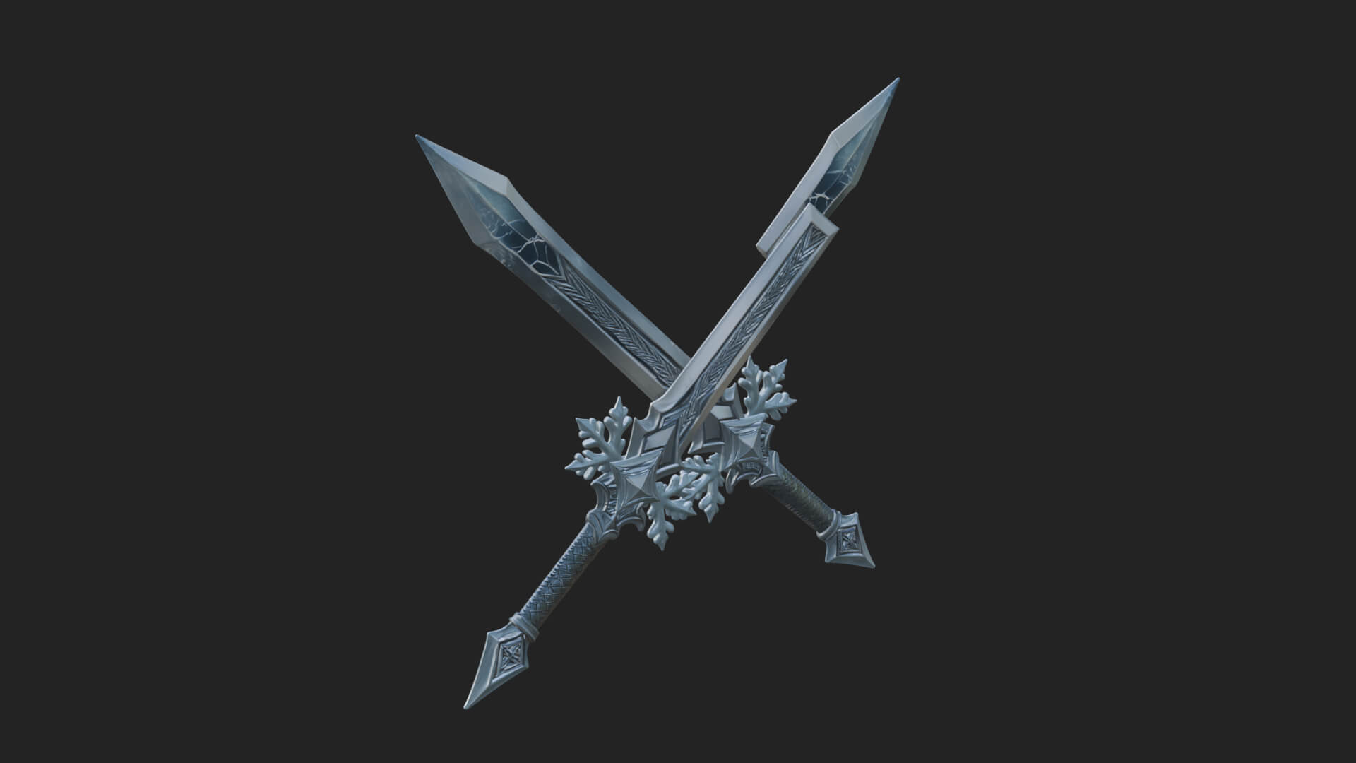 Ice Crystal Sword Pair Model Design 2 3D Print Model 3D Model