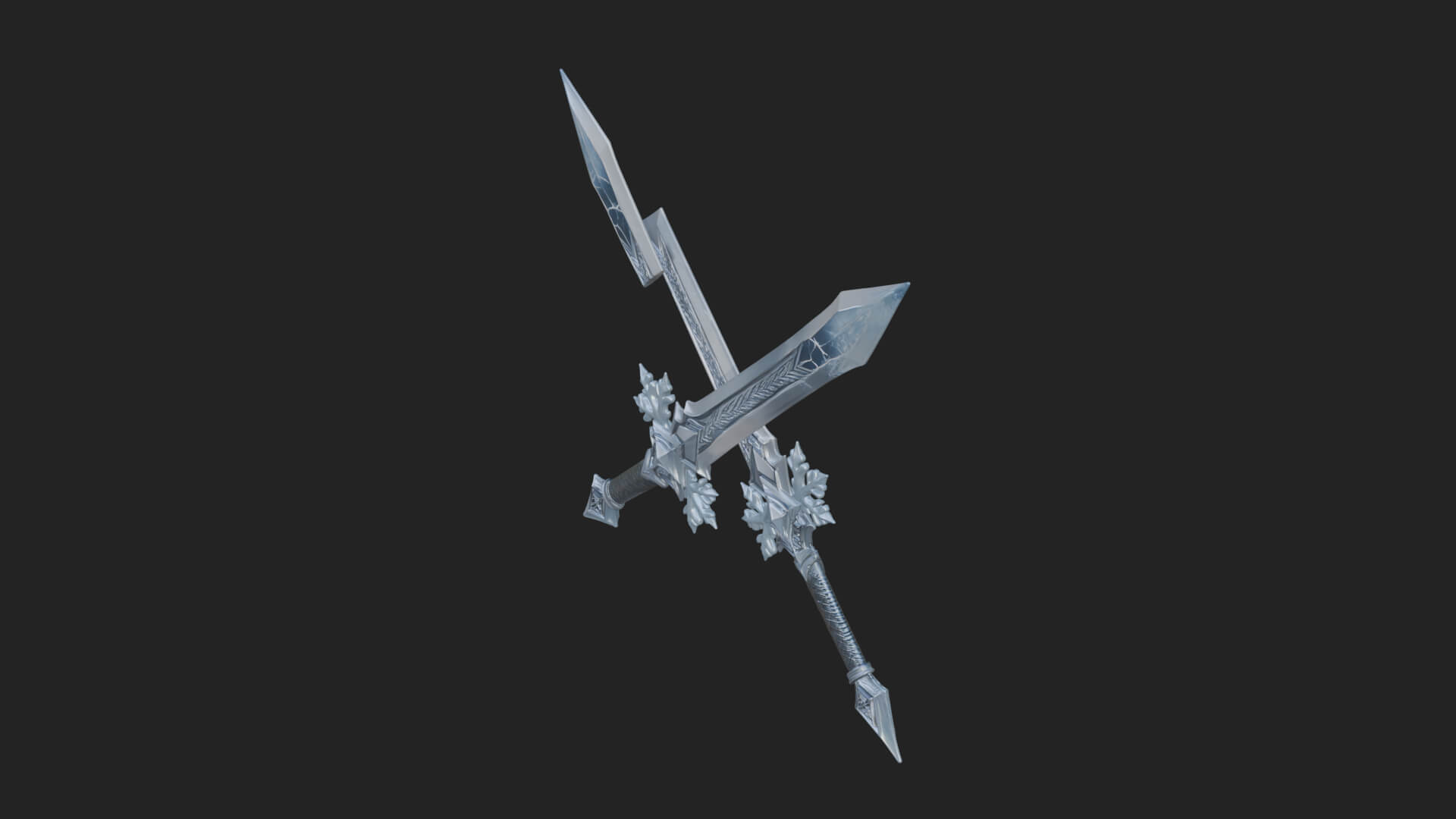 Ice Crystal Sword Pair Model Design 2 3D Print Model 3D Model