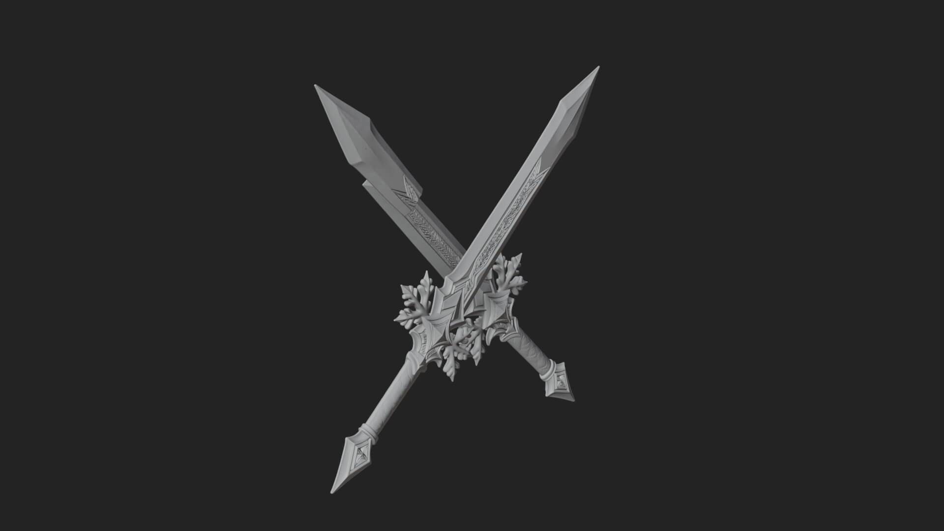Ice Crystal Sword Pair Model Design 2 3D Print Model 3D Model
