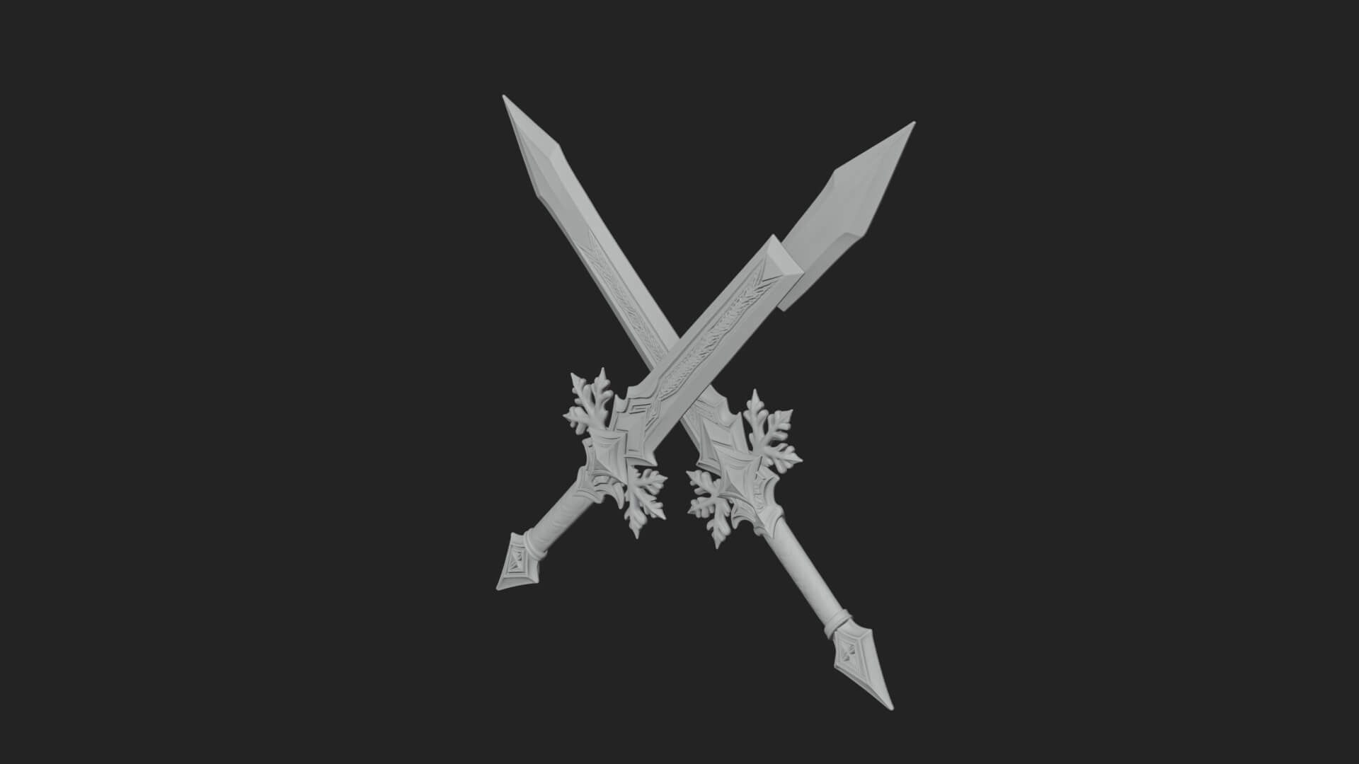 Ice Crystal Sword Pair Model Design 2 3D Print Model 3D Model