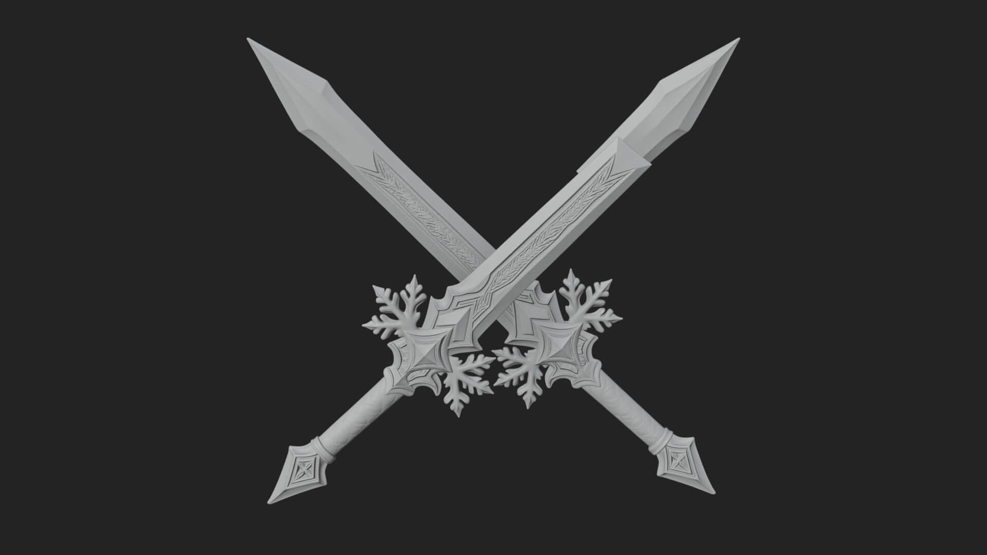 Ice Crystal Sword Pair Model Design 2 3D Print Model 3D Model