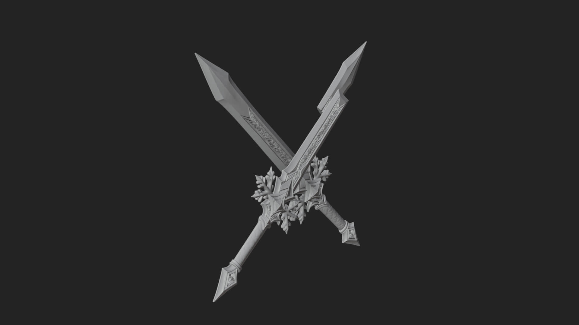 Ice Crystal Sword Pair Model Design 2 3D Print Model 3D Model