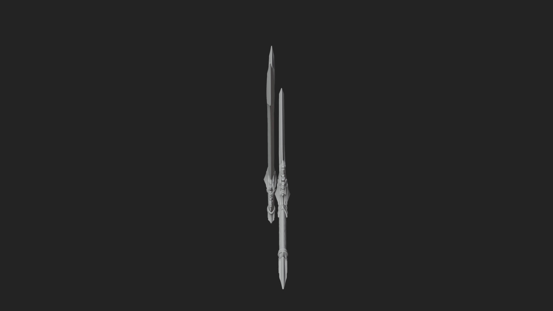 Ice Crystal Sword Pair Model Design 2 3D Print Model 3D Model