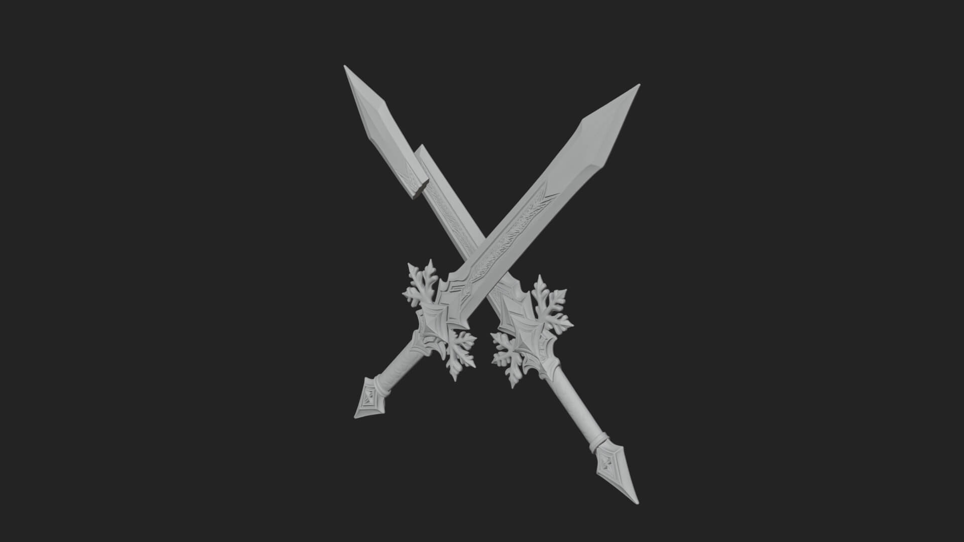 Ice Crystal Sword Pair Model Design 2 3D Print Model 3D Model