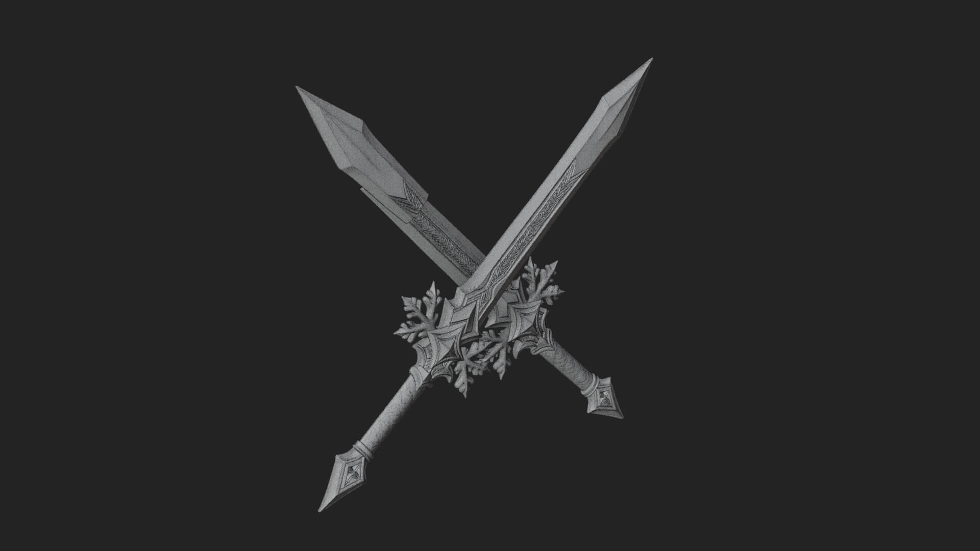Ice Crystal Sword Pair Model Design 2 3D Print Model 3D Model
