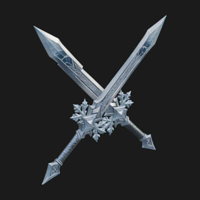 Ice Crystal Sword Pair Model Design 2 3D Print Model
