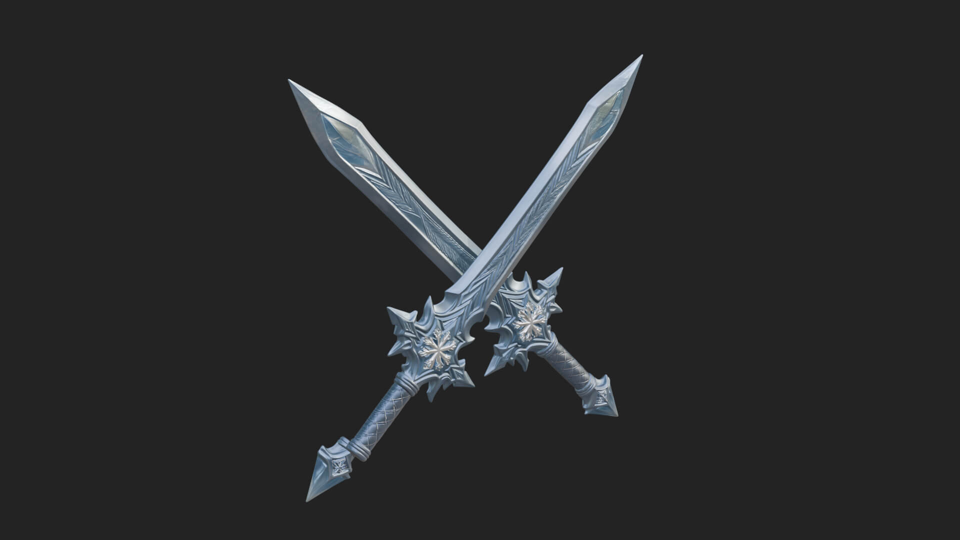Ice Crystal Sword Pair Model Design 3 3D Print Model 3D Model