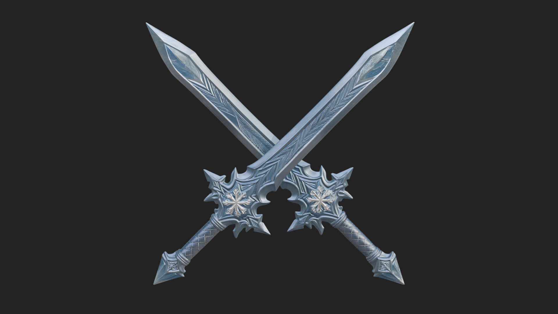 Ice Crystal Sword Pair Model Design 3 3D Print Model 3D Model