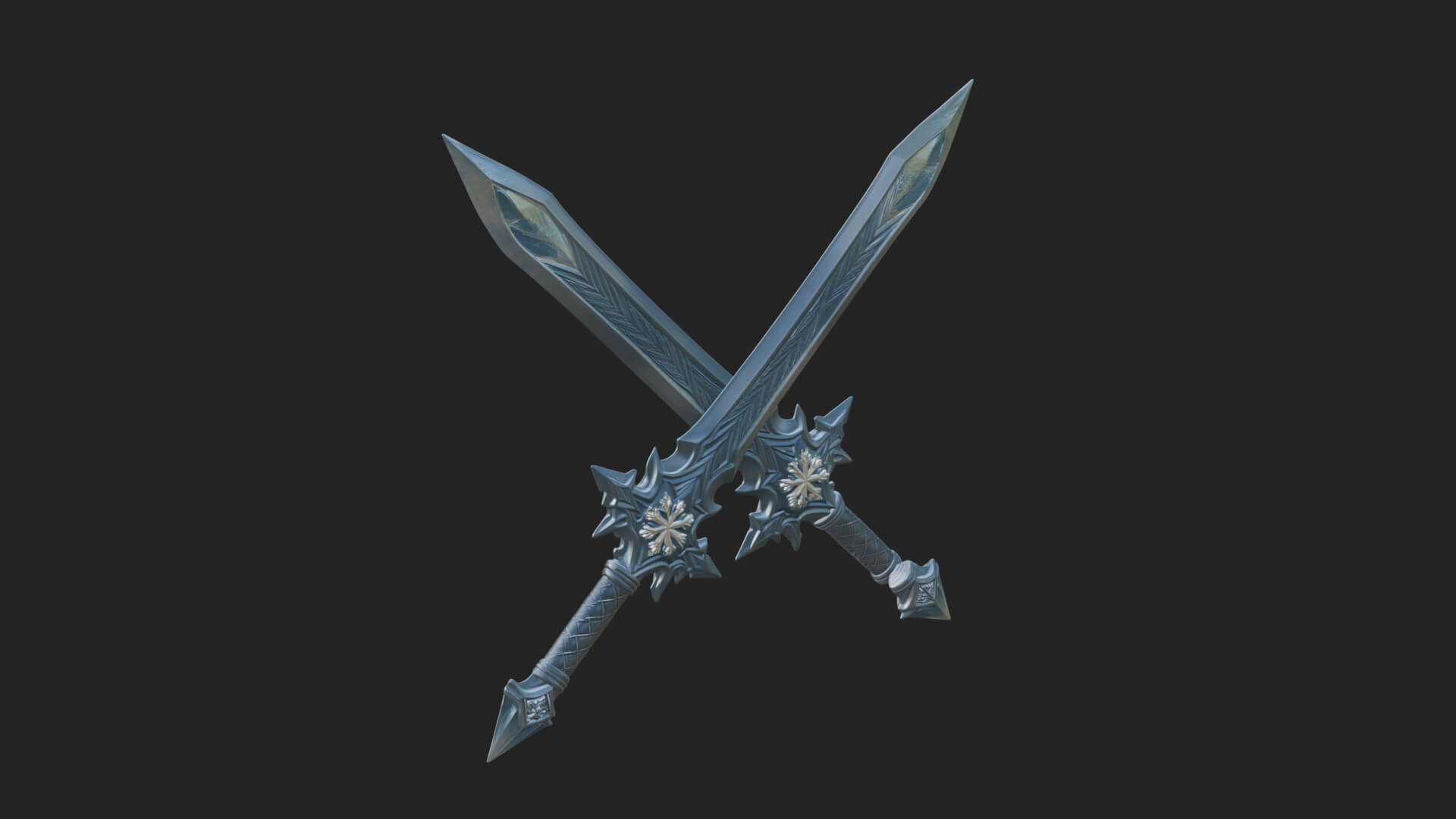 Ice Crystal Sword Pair Model Design 3 3D Print Model 3D Model