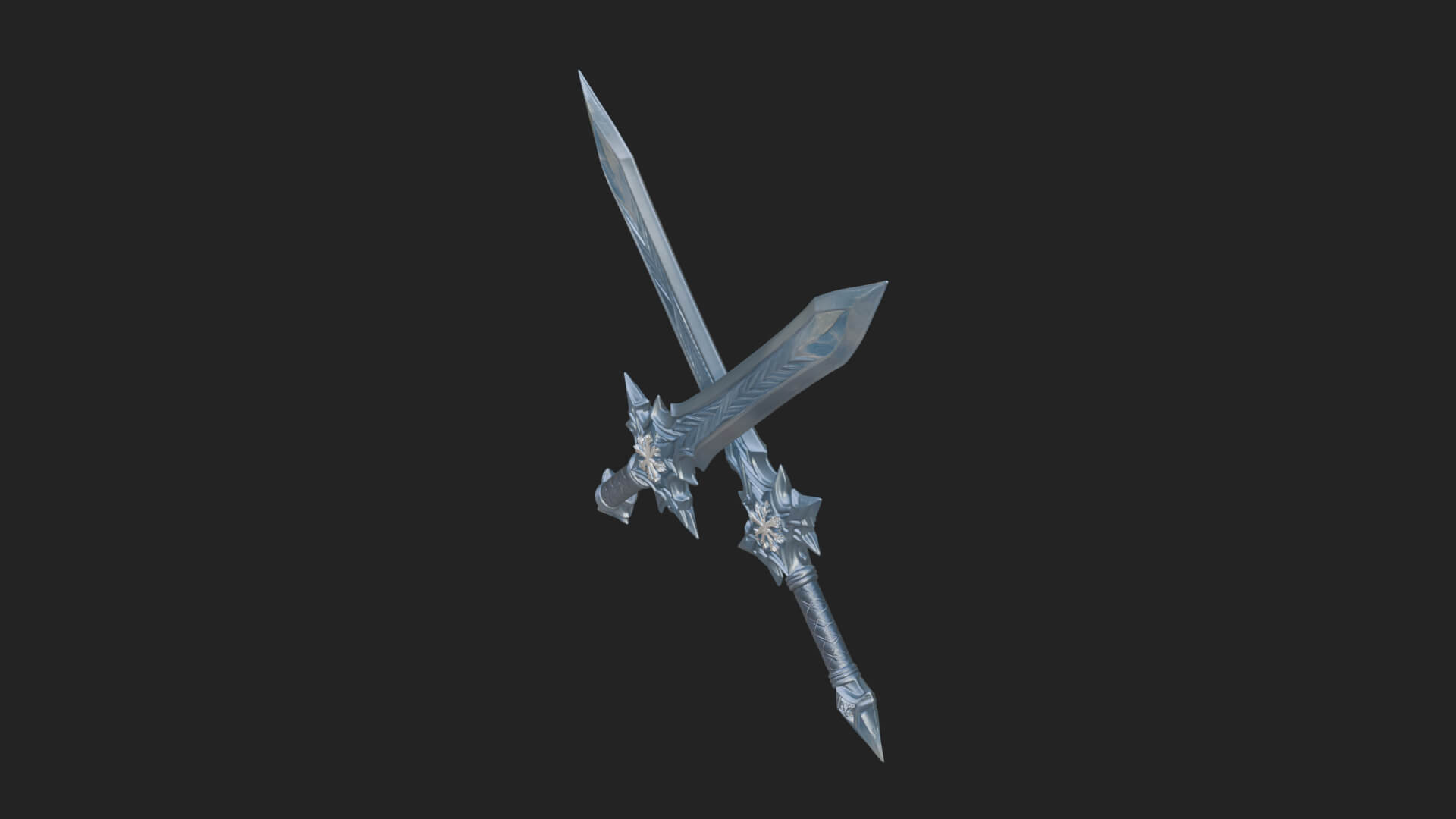 Ice Crystal Sword Pair Model Design 3 3D Print Model 3D Model
