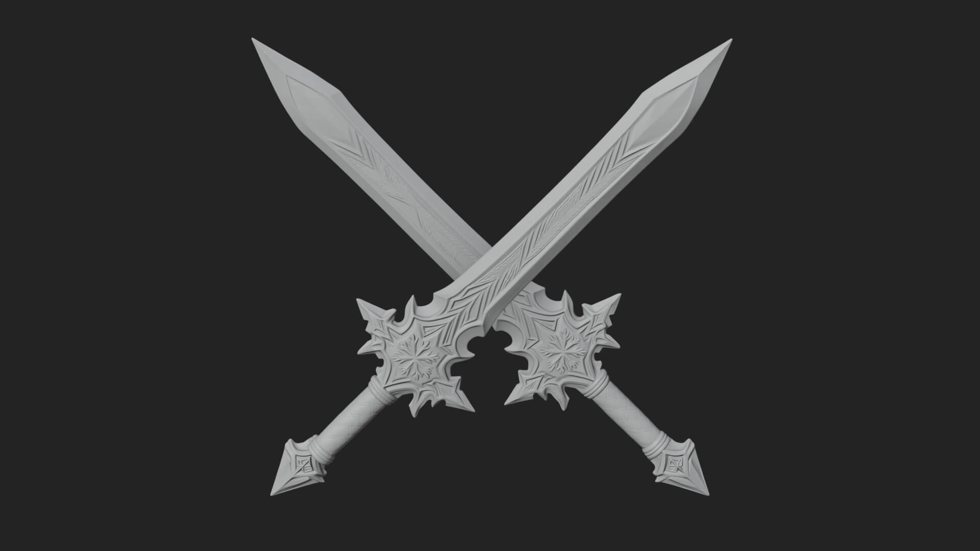 Ice Crystal Sword Pair Model Design 3 3D Print Model 3D Model