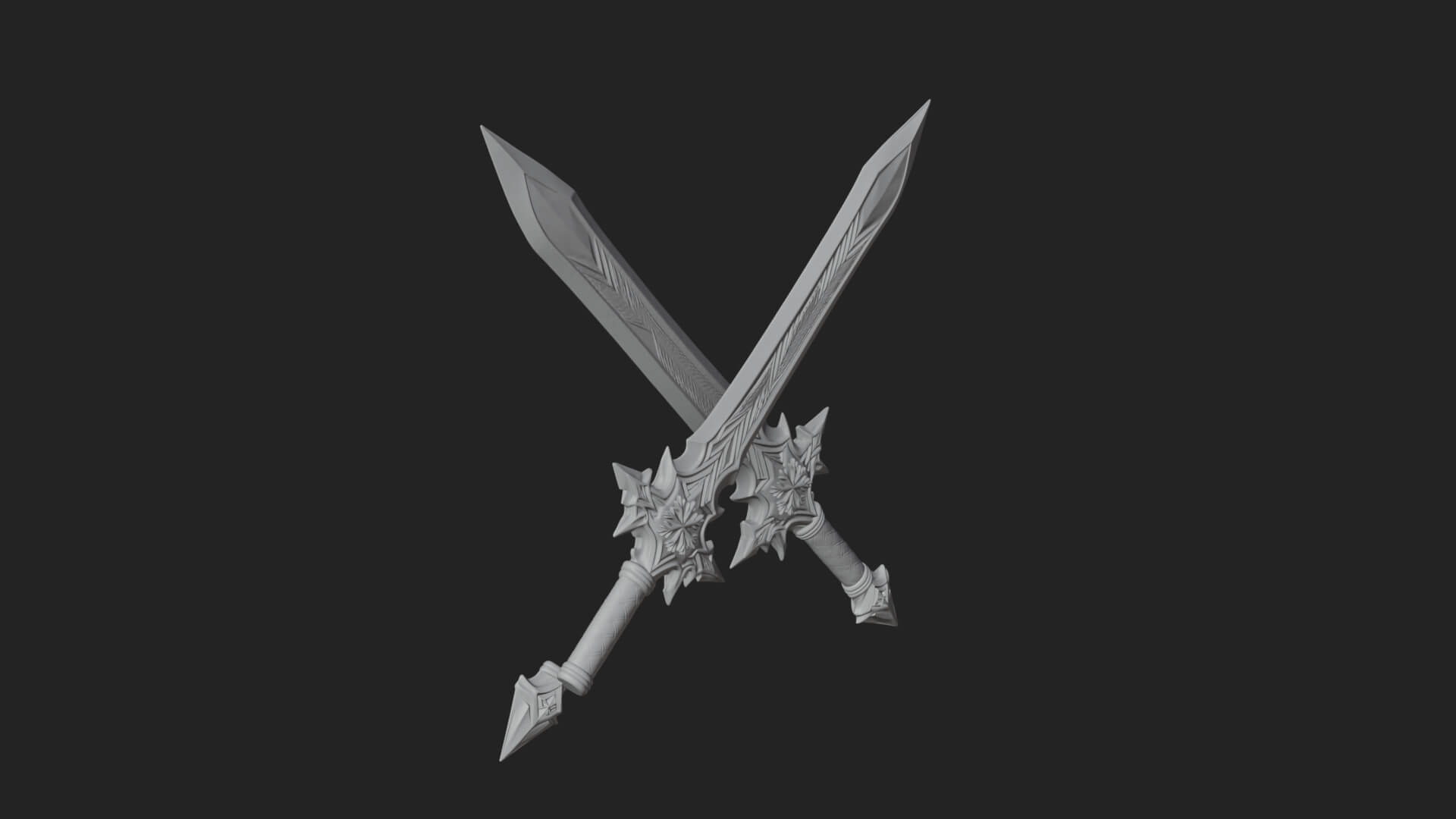 Ice Crystal Sword Pair Model Design 3 3D Print Model 3D Model