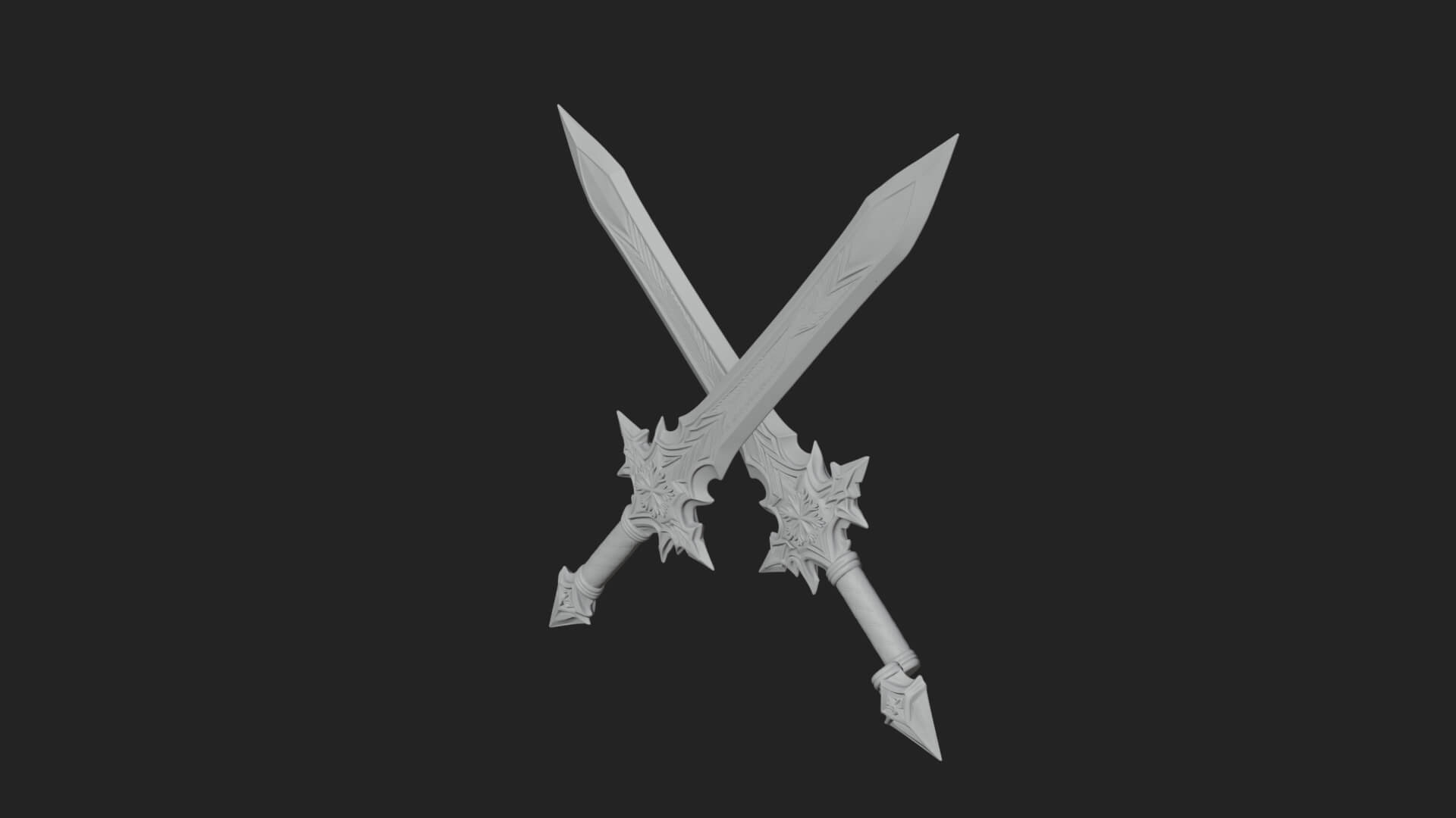 Ice Crystal Sword Pair Model Design 3 3D Print Model 3D Model