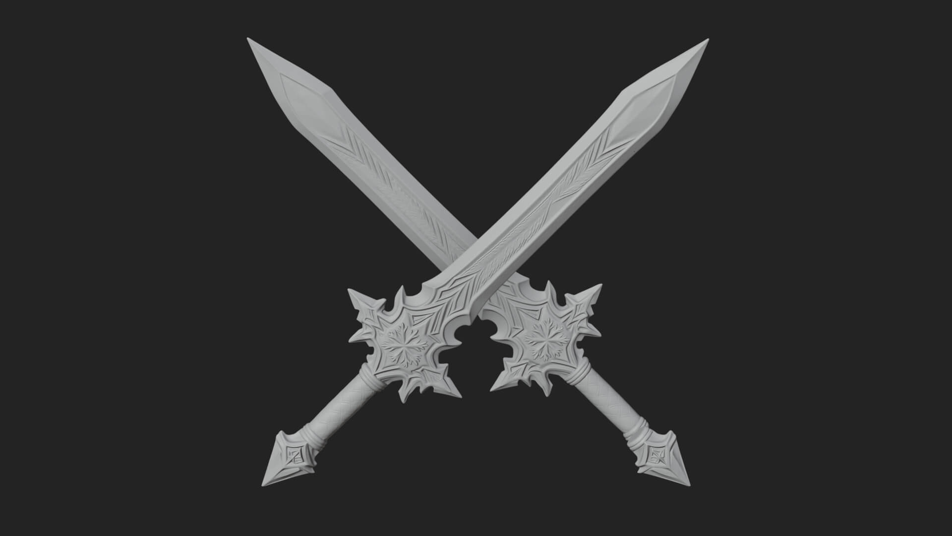 Ice Crystal Sword Pair Model Design 3 3D Print Model 3D Model