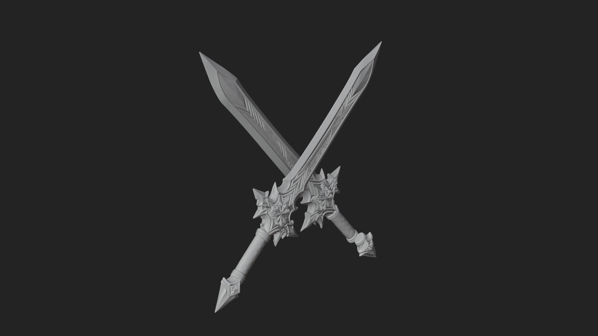 Ice Crystal Sword Pair Model Design 3 3D Print Model 3D Model
