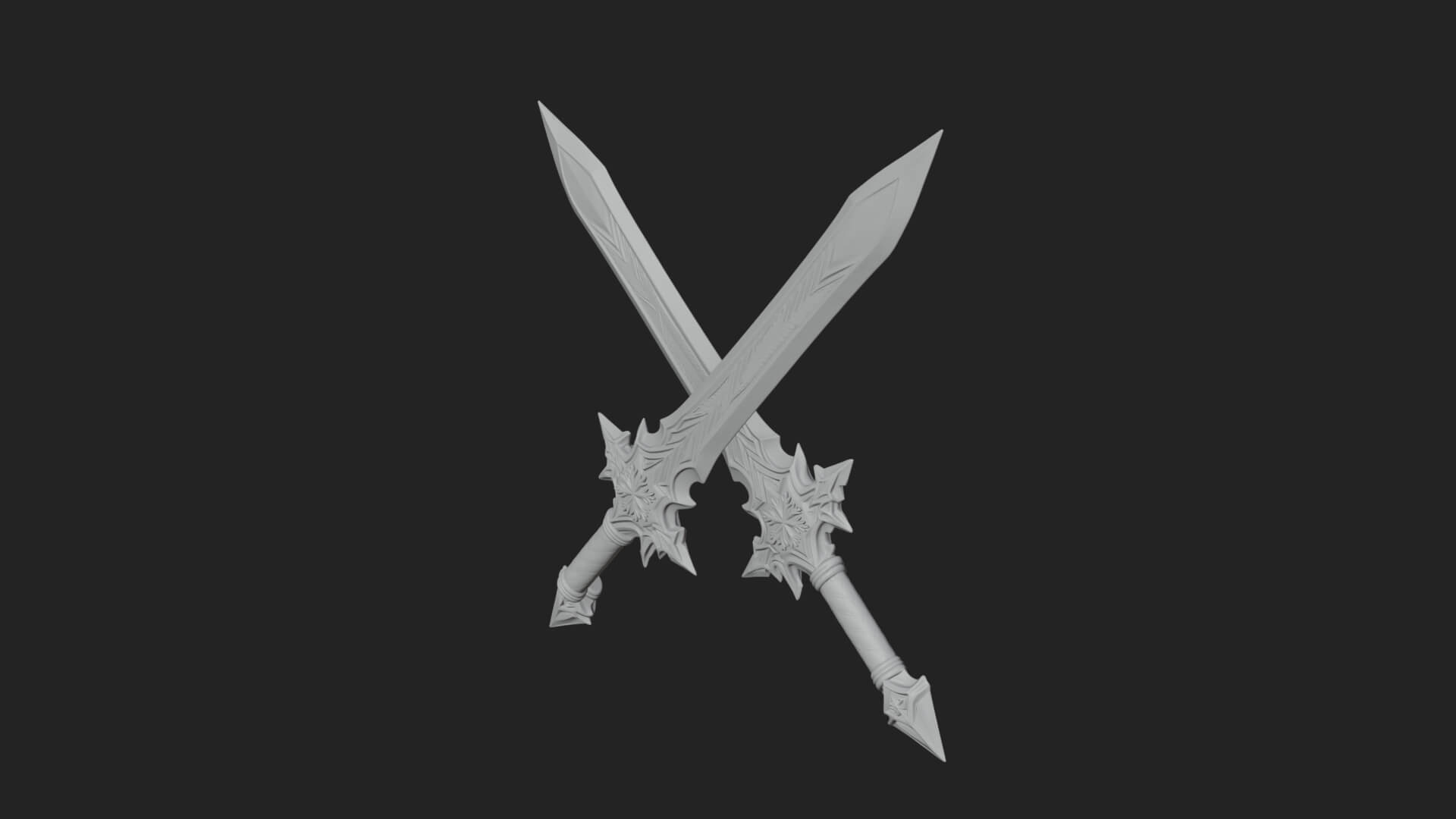 Ice Crystal Sword Pair Model Design 3 3D Print Model 3D Model