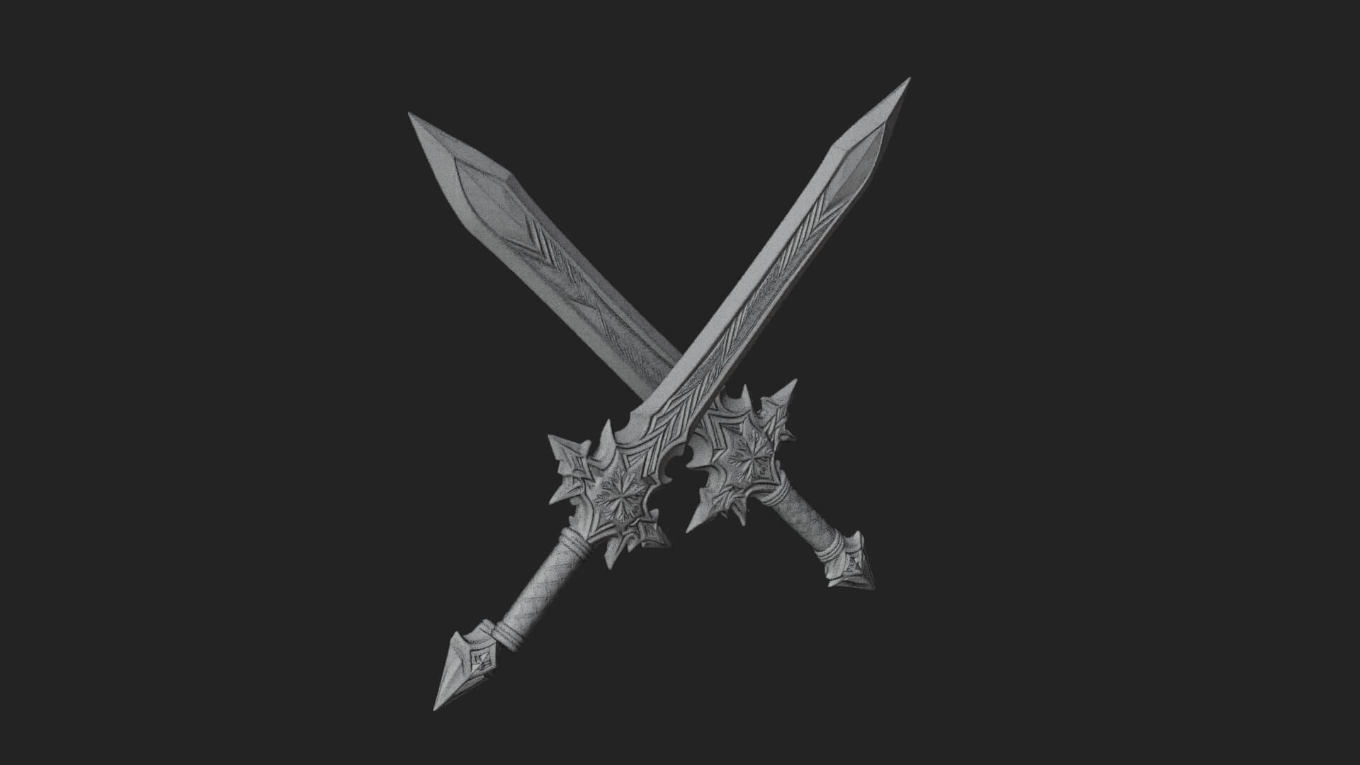 Ice Crystal Sword Pair Model Design 3 3D Print Model 3D Model