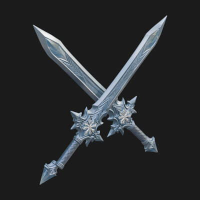 Ice Crystal Sword Pair Model Design 3 3D Print Model