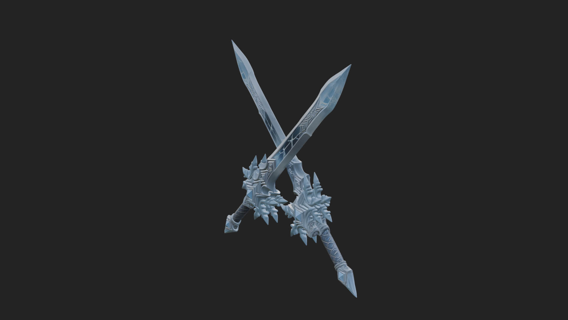 Ice Crystal Sword Pair Model Design 4 3D Print Model 3D Model