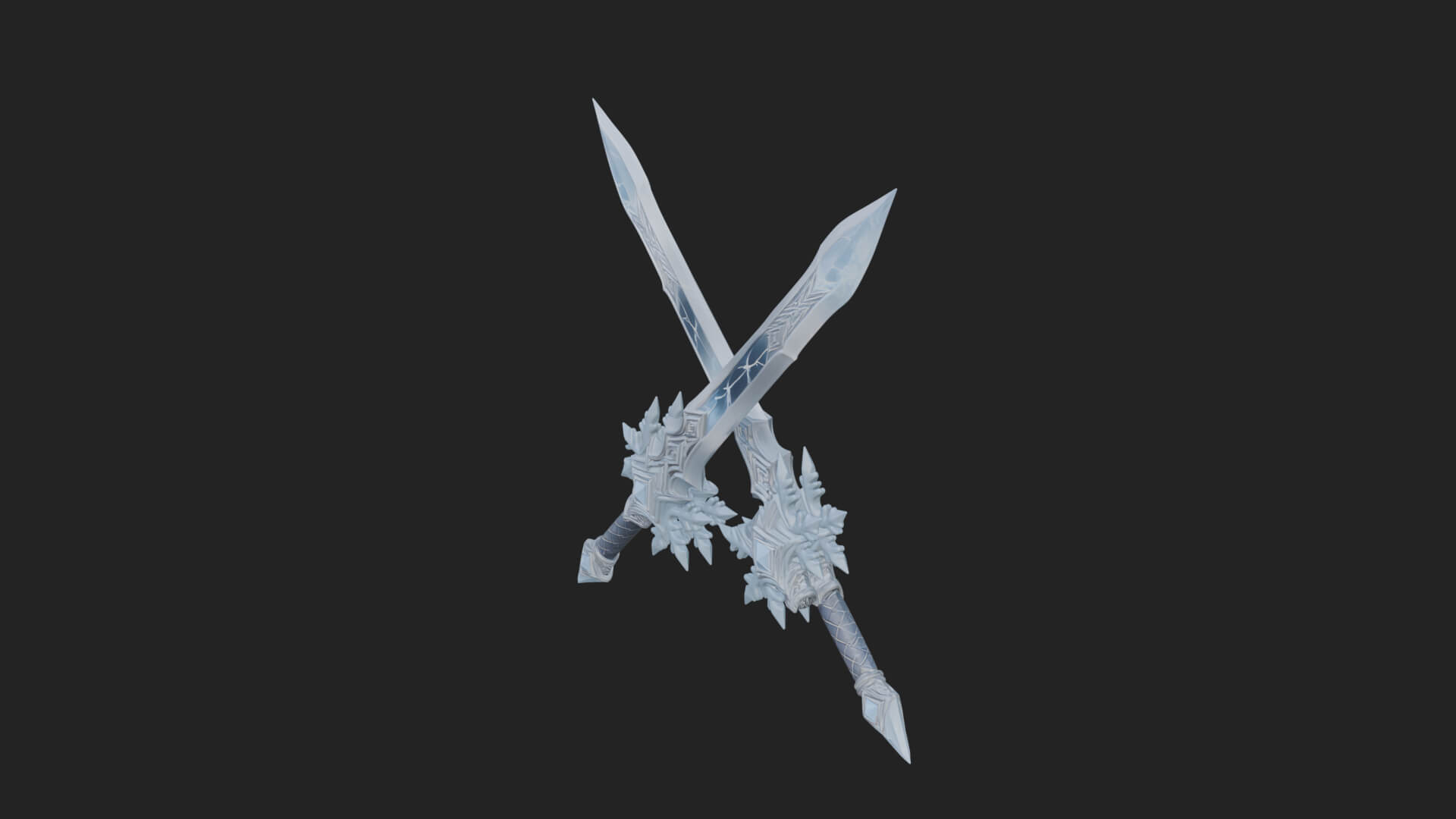 Ice Crystal Sword Pair Model Design 4 3D Print Model 3D Model